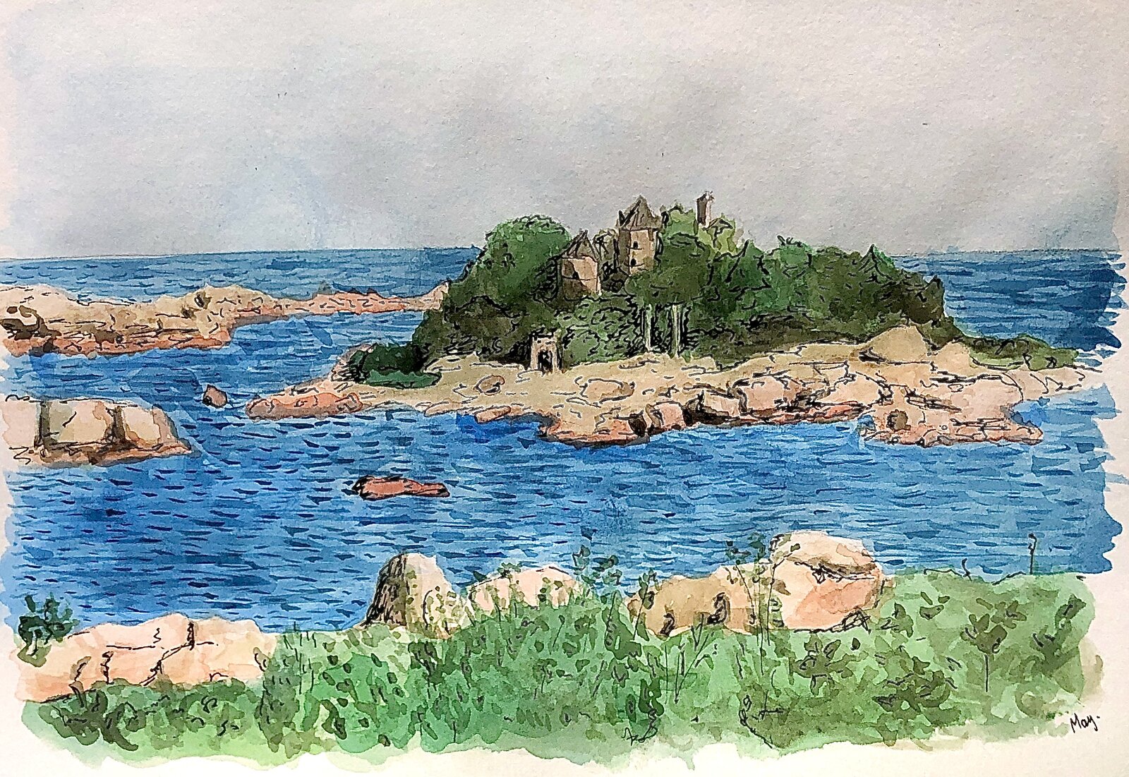 Bretagne, aquarelle et encre de Chine, 2024