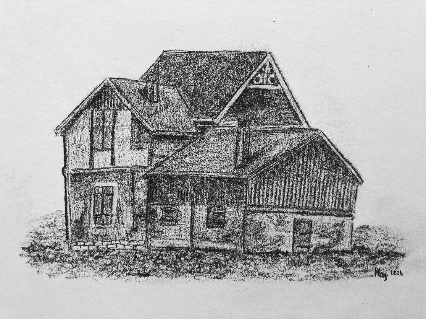 Maison en ruine, canton de Vaud, crayon gris, 2025